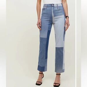 Reformation Upcycled Patchwork High Rise Straight organic cotton Jeans, size 29